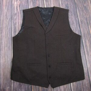 Suit Vest Mens 4XL Brown Solid Wool Big & Tall Belted 5-Button Formal Waistcoat
